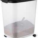 Amazon Basics Pet Food Storage Container with Wheels, BPA-Free, Detachable Scoop, 30lbs Capacity, Reliable Seal