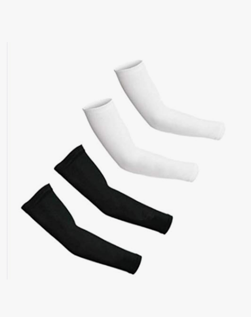 ARM SLEEVES FOR MEN AND WOMEN UV CUT FLEXIBLE & DURABLE BY SOCKSCASTLE AQUA X (Pack of 2, Black, White)