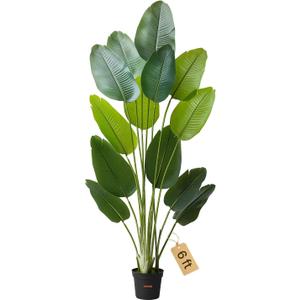 VEVOR Artificial Bird of Paradise 6 ft Tall, Fake Tropical Plants with with 13 Trunks & White Pot, Faux Floor Silk Tree, Large Trees for Home Office Living Room Decor House Warming, Indoor Outdoor