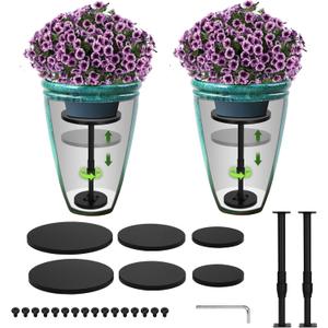 Adjustable Height Plant Risers for Pots Indoor & Outdoor 2 PCS , 12-21" Height, 6/8/10" Base - Iron Rise Plant Fillers Risers for Tall, Square, Round, Tapered Planters
