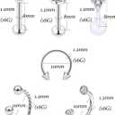 Vsnnsns 16G Lip Rings Stainless Steel Horseshoe Snake Bite Monroe Labret Medusa Lip Piercing Jewelry Tragus Daith Forward Helix Conch Cartilage Earrings Studs Piercing Jewelry for Women Men 16 Gauge (Silver)