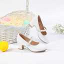 LAURMOSA Flower Girl Shoes Kids High Heels Mary Jane Flats Cute Pearl Rhinestones Girls Dress Pumps Shoes for Church Wedding Party Little Big Kids. size 13