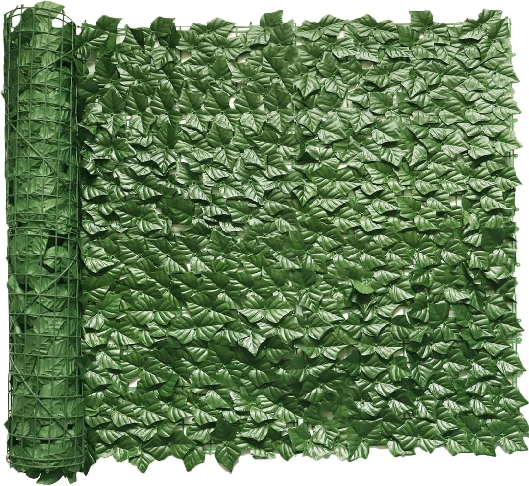 Artificial Ivy Privacy Fence 118x39.4in Grass Wall Screen Fake Vines Balcony Fence Privacy Screen Cover, Faux Ivy Leaf Hedge Panels Wall Decoration