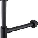 Brass Round Bottle P-Trap 1 1/4, Adjustable Basin Sink Waste Drain Trap Kit, Matte Black P Trap