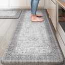 KIMODE Anti Fatigue Kitchen Mats for Floor, Boho Oriental Kitchen Rugs Sets of 2, Padded Kitchen Floor Mats Non Slip, Cushioned Standing Mats for Sink, Laundry, Desk Grey 20"x47"+20"x32"