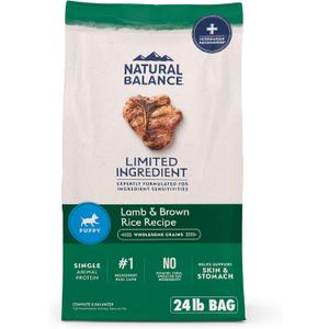 Natural Balance Limited Ingredient Puppy Dry Dog Food with Healthy Grains, Lamb & Brown Rice Recipe, 24 Pound (Pack of 1) BB Date: 11/29/2025