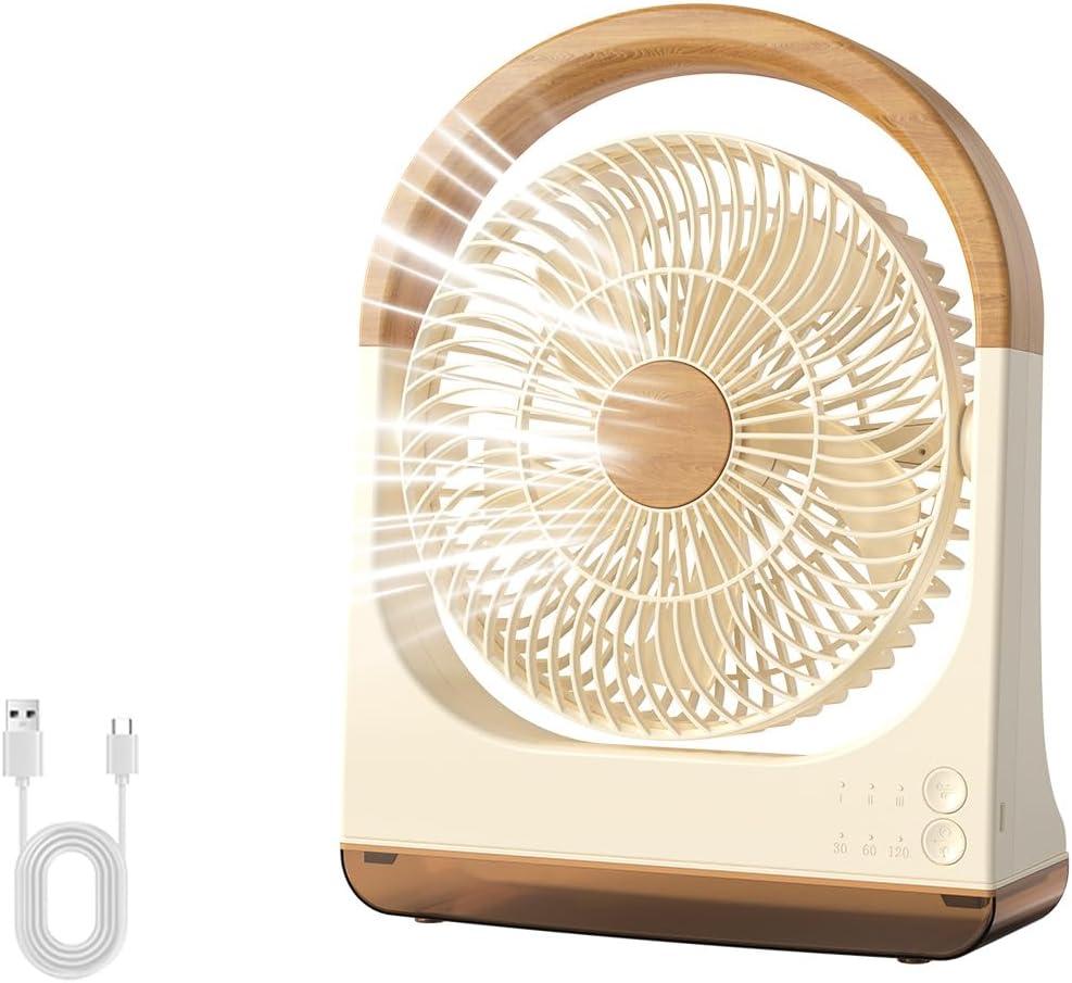 CIBAIL USB Desk Fan with Timer - 8 Inch Small Portable Table Desktop Fans with Strong Wind Ultra Quiet 3 Speeds and 180Tilt Folding,Mini Personal Cooling Essentials (Z6 Battery Power, White)