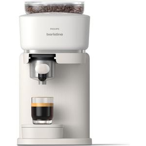 PHILIPS Baristina Espresso Machine, Grind, Tamp & Brew Coffee Beans in One Swipe, Compact, 16 Bar Pump Pressure, Automatic Grinder, Natural White with White Portafilter (BAR300/00)