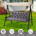 EverPine Porch Swing Cushions, 60x40 inch Outdoor Swing Cushion Replacement 2-3 Seater with Backrest, Waterproof Bench Cushion with Ties for Patio Furniture (Dark Gray), df22