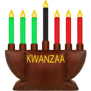 Liliful Kwanzaa Menorah Inflatable Decoration 8ft African Heritage Outdoor Yard Kinara Candles Blow Up Signs for Party Church Home Garden Lawn Patio