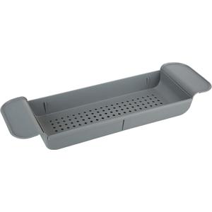 Bath Bliss Expandable Bathtub Caddy | Non-Slip | Over The Tub | 21-27 inch | Tub Tray | Bathroom Storage and Organizer | Shelf | Hold Soaps and Towels | Grey