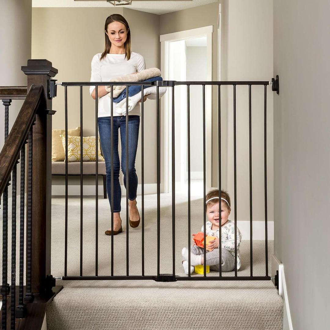Regalo Safety 36" Extra Tall Baby Gate for Stairs & Doorways, Walk-Through Stair Gate with Door, Hardware Mounted Gate for Babies, Toddlers & Pets, Fits 24"–40.5" Openings, Black