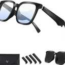 Bluetooth Audio Smart Sunglasses, Blue Light Glasses for Women Men, Open Ear Music, UV400 Polarized Lens,No Leaking Voice, Touch Control (Black+Transparent Lens)