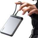 LISEN [CCC Certified] [Metal Alloy] 0.5" Ultra Slim 10000mAh Power Bank, TSA Approved Airplane Travel Essentials, Portable Charger USB C Fast Charging for iPhone 17 Air 16 15 Pro Samsung Galaxy S26 (Silver)