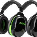 ZOHAN 012 Noise Reduction Earmuffs 2 Packs for Hearing Protection, NRR 28dB Adjustable Safety Ear Muffs for Mowing, Autism (Black+green)