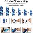 Collapsible Water Bottles Travel water bottle Sports Portable Sport Water Bottle Reusable Water Bottles comes with mountaineering Buckle 500ml silicone Water-proof camping water bottle (Dark blue+purple)