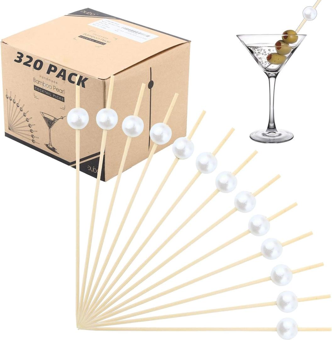 2 x Cocktail Toothpicks for Appetizers - (Pack of 320) 4.75 Inch Decorative Toothpicks for Appetizers, Cocktail Picks for Drinks  Fancy Toothpicks for Appetizers (White)