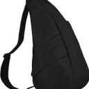 AmeriBag 19" Nylon Healthy Back Bag Ergonomic Crossbody Sling for Everyday Use, Travel & Walking Comfort (Black)
