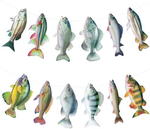 Abilat Gone Fishing Hanging Banner Fish Birthday Party Decorations for Kids Adults Bass Fishing Tournament Supplies Fish Themed Party Supplies Under The Sea Decor