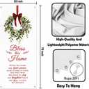 Christmas Door Cover Banner, Bless This Home Christian Xmas Wreath Door Decorations Doorway Curtains Backdrop Background for Indoor Outdoor Winter Holiday Party Decor, 35 * 79 Inch