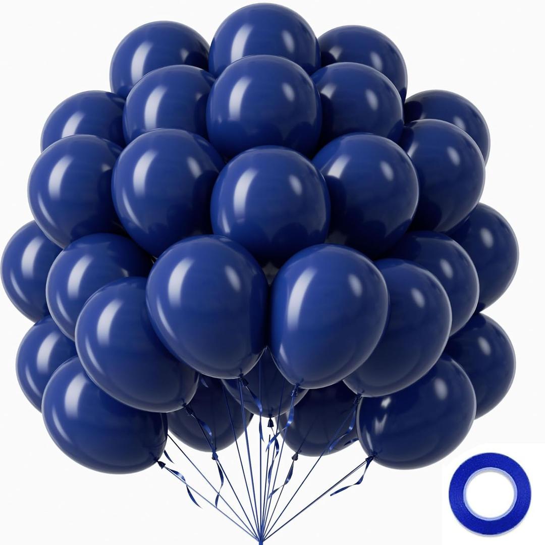 Navy Blue Balloons 12 inch, Navy Latex Balloons 50pcs Party Balloon for Graduation Wedding Birthday Party Decorations