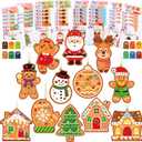 Supervitae 24 Sets Christmas Craft Kits DIY Christmas Tree Ornament Decorations Art Sets Santa Snowman Gingerbread Crafts Stickers for Holiday Xmas Home Classroom Activities Party Favors(Gingerbread)