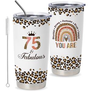 Vivulla68 75th Birthday Gifts For Women, 1950 Birthday Gift, Gifts For 75 Year Old Woman, Gift For Women Turning 75, 75th Birthday Travel Coffee Mug Tumbler For Mom, Grandma (1 Pack)
