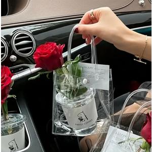 Clear PVC Gift Bags with Handles, 25 Pack, Transparent Shopping Totes for Retail, Wedding, Party