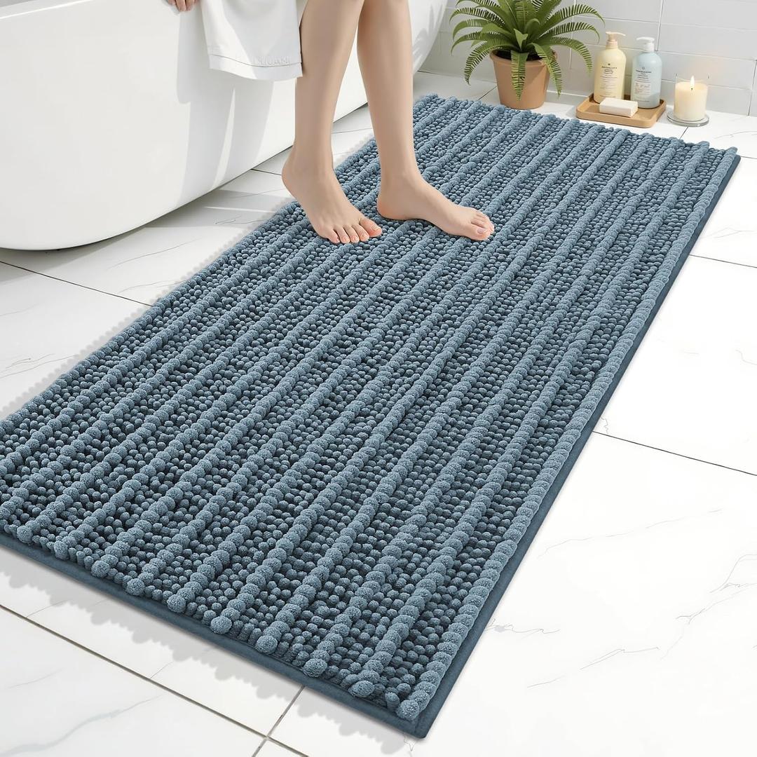 Arotive Luxury Bathroom Rugs 47x24, Extra Soft Thick Absorbent Shaggy Chenille Bath Rugs, Non-Slip Machine Wash Dry, Bath Mats for Bathroom Floor, Tub and Shower, Home Decor Accessories, Smoky Gray