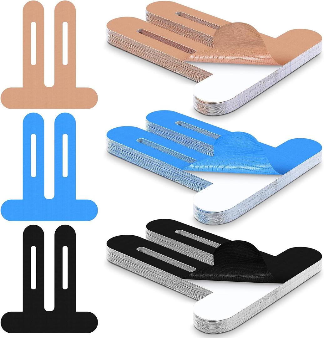 50 Pcs Precut Kinesiology Tape for Knees Pain Relief Elastic Waterproof Athletic Knee Tape for Support Stability Sports (Black,Blue,Skin Color)