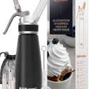 EurKitchen Professional Aluminum Whipped Cream Dispenser - Leak-Free Whip Cream Maker Canister with 3 Decorating Nozzles & Cleaning Brush - 1-Pint / 500 mL - N2O Chargers (Not Included)