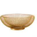 IBWell Metal Wire Woven Fruit Storage Bowl Basket for Kitchen, Large Black Mesh Fruit Stand, for Apple, Pineapple, Banana, Orange, Lemon, Pear, Strawberry, Watermelon (Gold, Small)