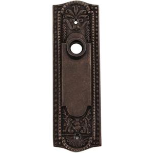 Renovators Supply Manufacturing Antique Brass Solid Brass Victorian Beaded Door Back Plate Without Keyhole  7 1/4" H