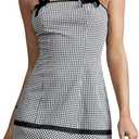 MakeMeChic Women's Fall Mini Dress Bow Gingham Dress Checkered Spaghetti Strap Dresses (Medium, Red and White)