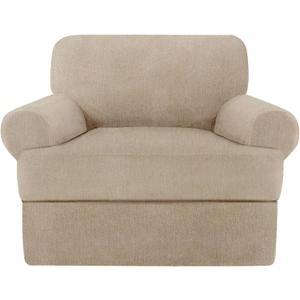2 Pieces T Cushion Sofa Covers with Arms Super Stretch Chair Slipcover for Living Room Pet Dog Universal Slip Cover Anti Slip Armchair Furniture Protector (Island Fossi, 1 Cushion)