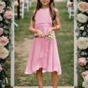 Kids A-Line Halter Neck Chiffon Junior Bridesmaid Dresses Fancy Girl Dress Wedding Elegant Party Gown 5-14 Years