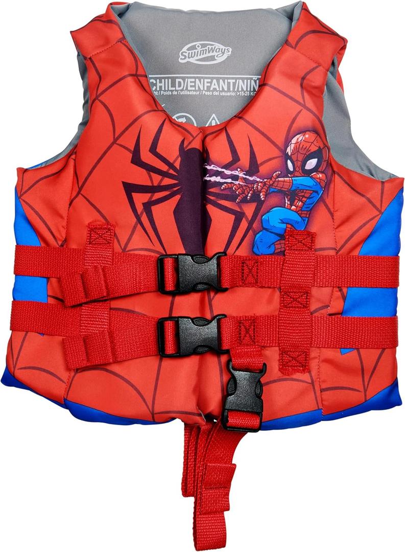 SwimWays Marvel Swim Trainer Life Jacket, US Coast Guard Approved Life Vest Kids Swim Vest, Pool Floats & Life Jackets for Kids 33-55 lbs, Spidey