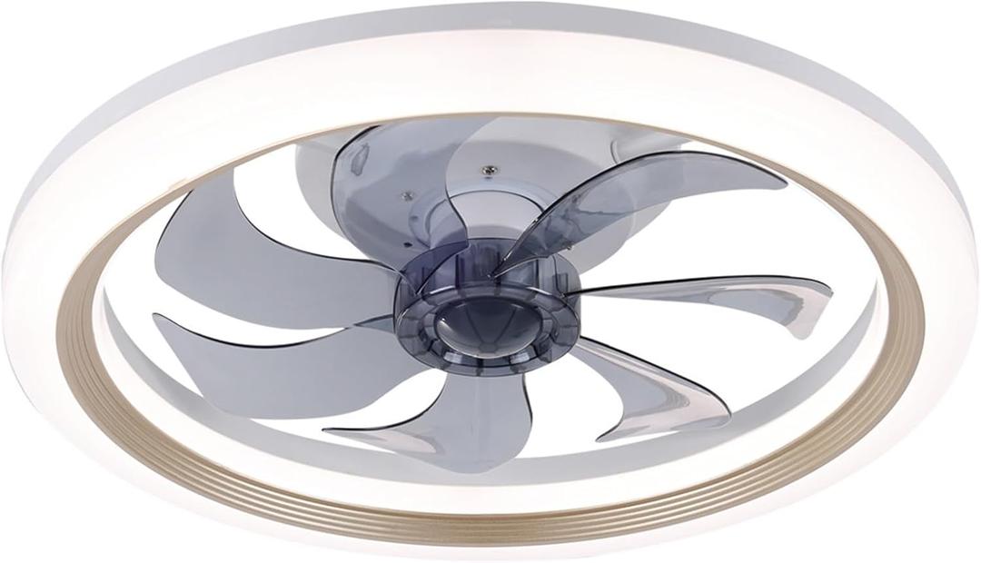 Ceiling Fan with Lights, Ceiling Fan Flush Mount 20inch,socket Fan Light with Remote Reversible, Dimmable, Quiet for Bedroom Indoor Use(Gold)