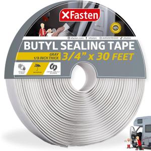 XFasten Butyl Sealing Tape, Gray, 1/8-In x 3/4-In x 30-Foot, Plumbers Putty, RV Sealant, Rubber for Boat Sealing, EDPM (Grey)