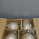 Zubebe 4 Pcs Extra Large Christmas Ball Ornaments Glitter 8'' (200 Mm) Giant Oversized Plastic Xmas Ball Big Hanging Christmas Tree Ornaments for Holiday Party Outdoor Decor(Glitter Champagne Gold)