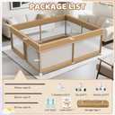 Omzer Baby Play Yard 79x71 in - Large Playpen for Babies and Toddlers - Baby Playpen with Visible Mesh & Zipper Door - All-Wrapped Sponge Safety Sturdy Play Pen with 2 Handles & Storage Bag, Khaki
