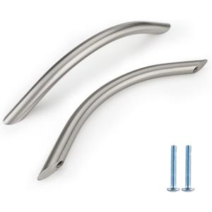 Homdiy 25 Pack 5 Inch Brushed Nickel Cabinet Pulls Arched Drawer Handles Solid Hardware for Kitchen and Bathroom Dresser