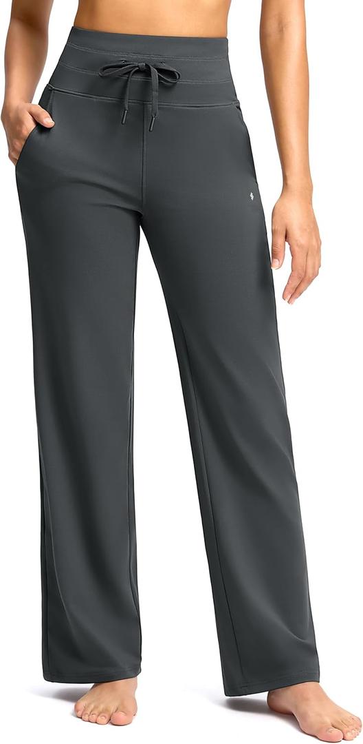Soothfeel Womens Yoga Sweatpants Wide Leg High Waisted Lounge Pants Stretch Loose Casual Sweat Pants with Pockets 29" 31" (X-Large, Charcoal Heather)