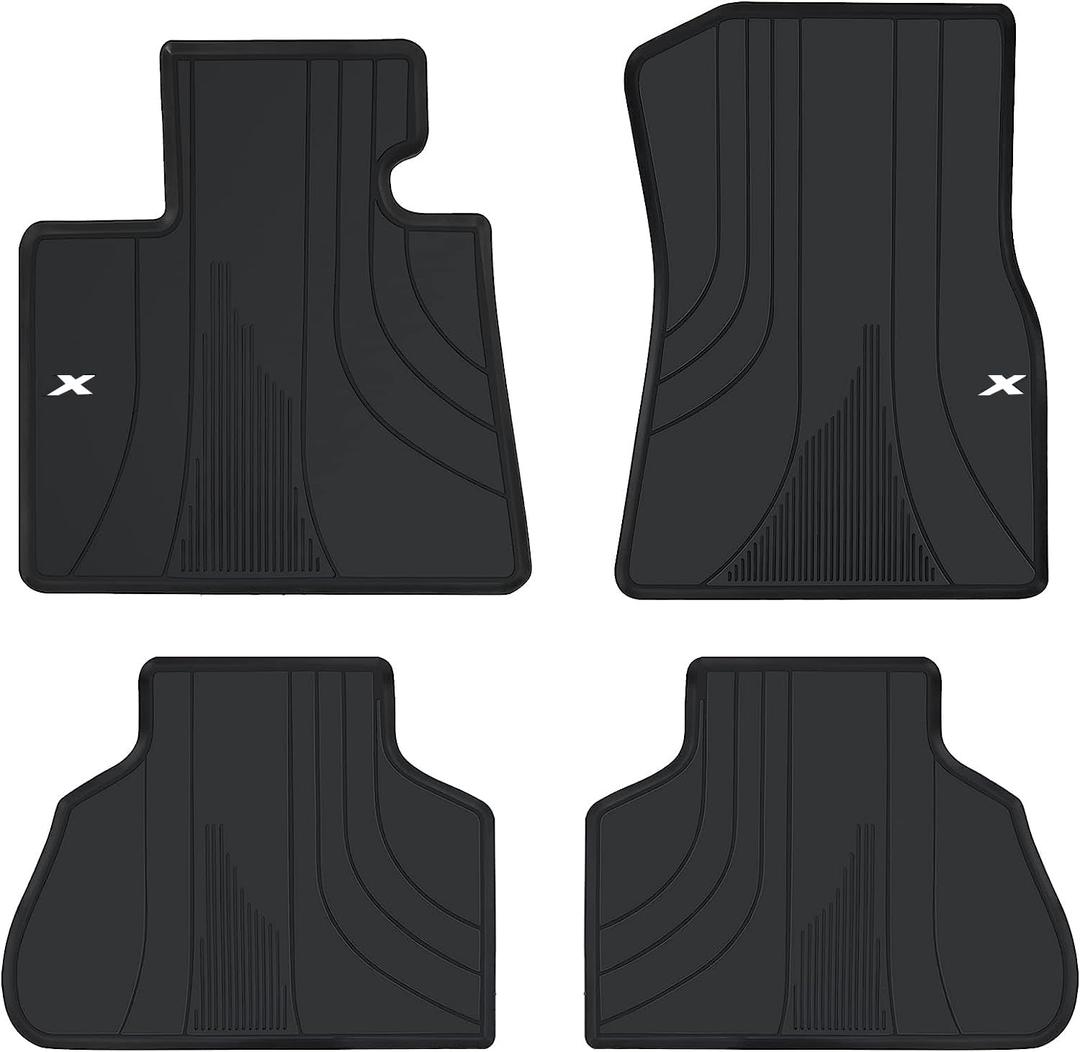 Car Floor Mats Custom Fit for BMW X5 G05 2019-2025 2026 Black White Rubber Auto Liner Mats All Weather Protection Heavy Duty Odorless