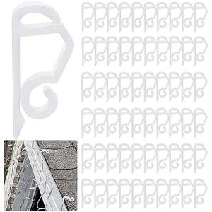 120PCS Weatherproof Outdoor Light Clips - Mini Plastic Gutter Hanging Hooks for Christmas & Holiday Decoration (White)