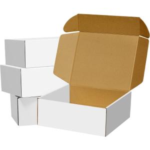 BoShahai 30 Pack 8x6x3 inches White Shipping Boxes, Corrugated Mailer Boxes, Packaging Boxes for Products, Recyclable Cardboard Box, Flat Literature Mailers for Gifts, Clothings by Mailing