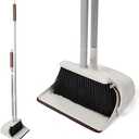 Jekayla 54" Long Handled Broom and Dustpan Set - Perfect Dust Pan and Brush Combo for Efficient Cleaning, Brown and White
