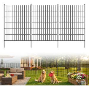 Toolterritary 10 Panels No Dig Decorative Garden Fence, 40in(H) x 25ft(L), Dog Fence Outdoor for Yard - Rustproof Metal Animal Barrier Fencing for Patio, Flower Bed, Ideal for Dogs, Rabbits