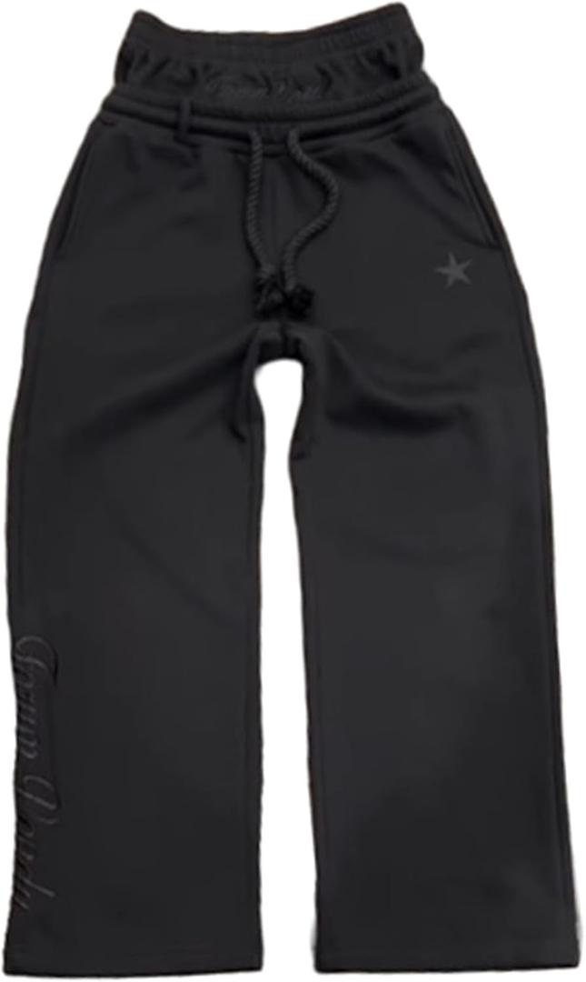 Mens Y2K Wide Leg Sweatpants Drawstring Double Waisted Baggy Hip-Hop Vintage Pants Gym Workout Trousers (X-Large, Black)