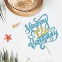 2 x 1 PCS Happy 12th Birthday Cake Topper, Blue Glitter Cheers to 12 Years Birthday Cake Pick 12th Fabulous Cake Decoration for 12th Birthday/Anniversary Party Cake Decorations Supplies